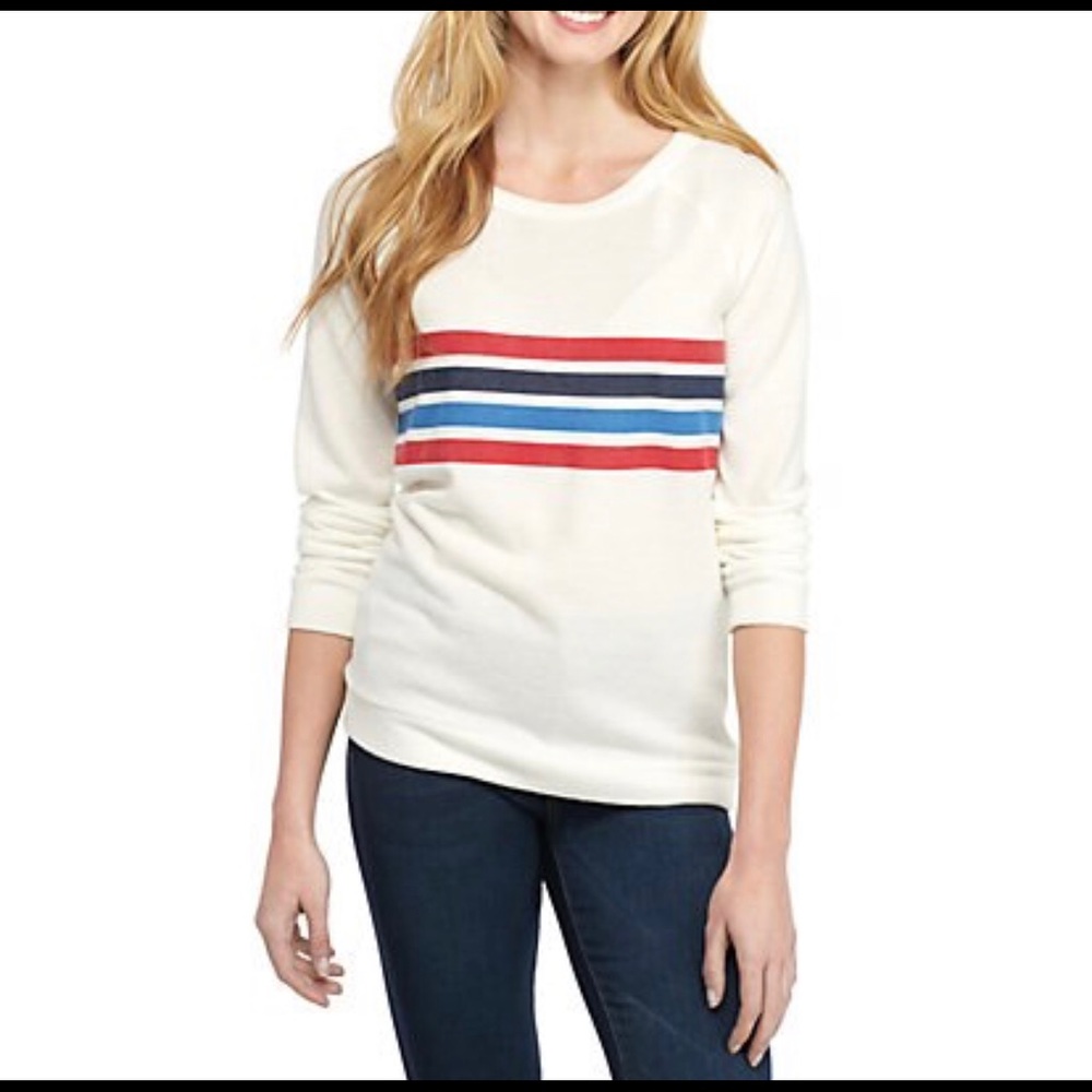 Pink Rose Crew Neck Sweater, Striped, New, size L
